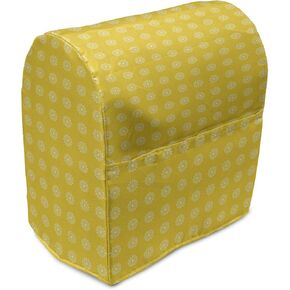 Ambesonne Yellow Stand Mixer Cover, Hippie Flower 's 70s Retro Themed Pattern Floral Daisy Design Artprint, Kitchen Appliance Organizer Bag Cover with a Pocket, 6-8 Quarts, Yellow and White