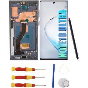 for Galaxy Note 10 Plus Screen Touch Assembly with Frame Original Size & Fingerprint Function, Digitizer, Phone Screen Replacement Kit with Tools