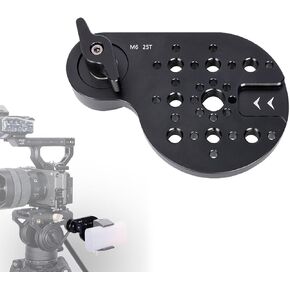 Niceyrig Tripod Extension Mount Side Plate for Manfrotto MVK500AM/MVH500AH, Miliboo 802/801 and SmallRig, 25-Gear Type M6 Thread Rosette Mount Adapter with ARRI & 1/4'' Thread, Cold Shoe - 604
