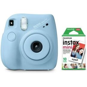 FujiFilm Instax Mini 7+ Light Blue Bundle + (10 Film Pack)