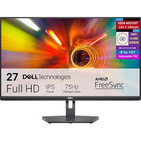 Dell 27" FHD IPS 75Hz Display Monitor with AMD FreeSync, Anti-Glare, VESA Mount (100x100mm), Flicker Free, Ultrathin Bezel, 2X HDMI, Ideal for Home & Business, Black (2025 Latest Model - S2721NX)