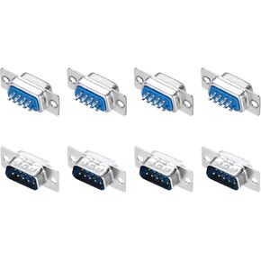 MECCANIXITY D-sub Connector DB9 Male Female Socket 9-pin 2-Row Male Female Serial Port Terminal Breakout for Mechanical Equipment CNC Computers Pack of 8