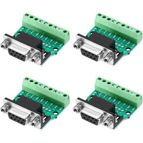 MECCANIXITY VGA Connector VGA9 Female Socket 9-pin 2-Row Female Solderless Serial Port Terminal Breakout for Mechanical Equipment CNC Computers Pack of 4 with Thumb Screws