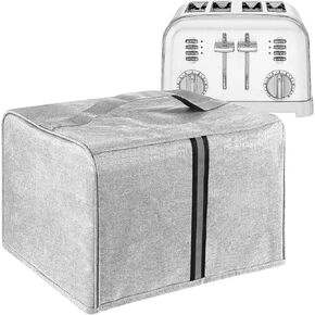 Toaster Cover Compatible with Most 4-slice Toasters, Toaster Cover Storage for Most 4-slice Toasters， Washable and Dust Protection (Light Gray)