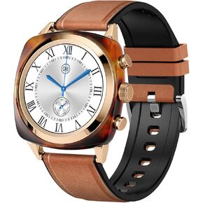 wonlex Smart Watch with Amber Accent Nylon Strap, Men Women Fashionable Round Smartwatch DIY Dials Bluetooth Call Make Receive/Answer Sleep Tracking