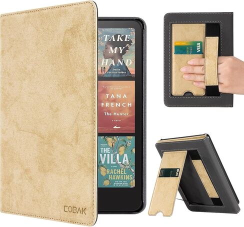 CoBak Case with Stand for Kindle Paperwhite 12th Gen 2024 Released (7") & Kindle Colorsoft Signature Edition - Durable PU Leather Cover with Auto Sleep Wake, Card Slot, Hand Strap Feature in Saudi Arabia