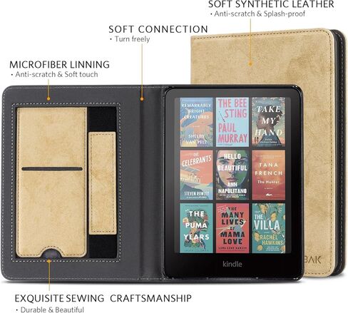 CoBak Case with Stand for Kindle Paperwhite 12th Gen 2024 Released (7") & Kindle Colorsoft Signature Edition - Durable PU Leather Cover with Auto Sleep Wake, Card Slot, Hand Strap Feature in Saudi Arabia