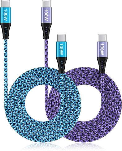 كبل USB C Charger Cable 100W ، [2Pack ، 6ft] 5a Type-C to type-C Charing Charing Fast Charing Nylon Pd Cord for iPhone 15 Pro Max Samsung Galaxy S24 A14 A54 S23 S22 S21 S20 A15 A03S ، Google Pixel 8 6 6 6 6 6 6 6 in Kuwait