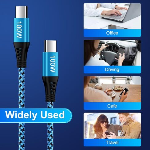 كبل USB C Charger Cable 100W ، [2Pack ، 6ft] 5a Type-C to type-C Charing Charing Fast Charing Nylon Pd Cord for iPhone 15 Pro Max Samsung Galaxy S24 A14 A54 S23 S22 S21 S20 A15 A03S ، Google Pixel 8 6 6 6 6 6 6 6 in Kuwait