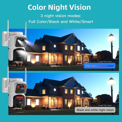 6MP Solar Security Camera Wireless Outdoor, 2.4ghz WiFi, 360°PTZ Dual Lens Camera for Home Security with Color Night Vision, Auto Tracking, Human Detection, Spotlight Siren in Saudi Arabia