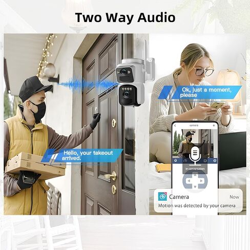 6MP Solar Security Camera Wireless Outdoor, 2.4ghz WiFi, 360°PTZ Dual Lens Camera for Home Security with Color Night Vision, Auto Tracking, Human Detection, Spotlight Siren in Saudi Arabia