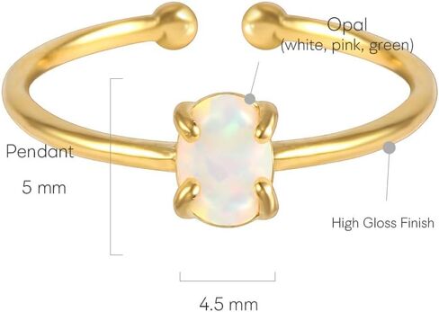 MUSTHAVE 18K Rose Gold Plated Opal Ring, White/Green/Pink Opal, Adjustable Size in Kuwait