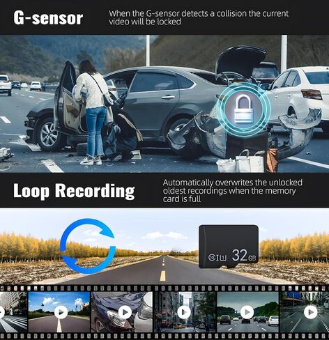 Camecho 3 Channel Dash Cam في الأمام والخلفي ، وكاميرا اندفاعة للسيارات ، وكاميرا السيارات الثلاثية مع بطاقة 32 جيجابايت ، ورؤية ليلية ، وشاشة 2 "، مستشعر G ، تسجيل حلقة ، كاميرا Dashboard in Saudi Arabia