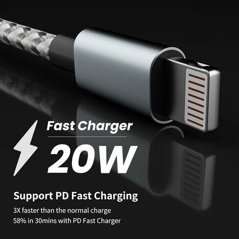 idison iphone charger ، 5packs (3ft 3ft 6ft 6ft 10ft) شحن الكابل MFI معتمد من كابلات شحن الكابلات النايلون المضفر بسرعة الحبل السريع لـ iPhone14/13/11/11/x/max/8/7/6s/5/5s/se /Plus/Pad (Greywhite) in Kuwait