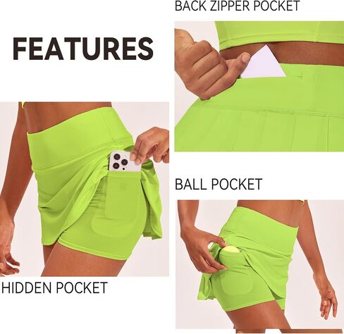 PINSPARK Pleated Tennis Skirts for Women with Short Pockets High Waisted Athletic Golf Skort Workout Pickleball Mini Skirt in Saudi Arabia