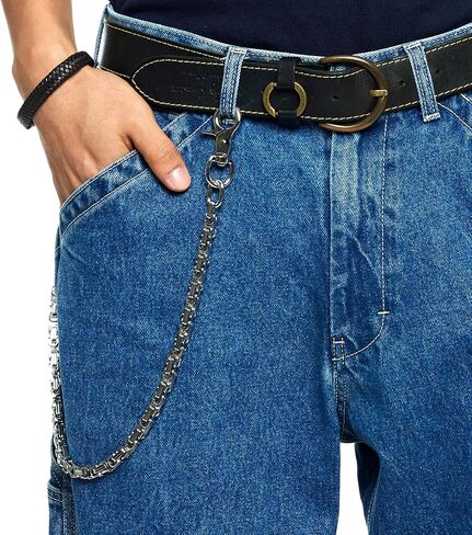 سلسلة محفظة من الفولاذ المقاوم للصدأ للرجال والنساء والأولاد والبنات، سراويل لراكبي الدراجات النارية من جان بانك سلسلة مفاتيح طويلة باللون الأسود والفضي SKZK in Kuwait