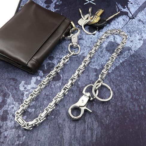 سلسلة محفظة من الفولاذ المقاوم للصدأ للرجال والنساء والأولاد والبنات، سراويل لراكبي الدراجات النارية من جان بانك سلسلة مفاتيح طويلة باللون الأسود والفضي SKZK in Kuwait