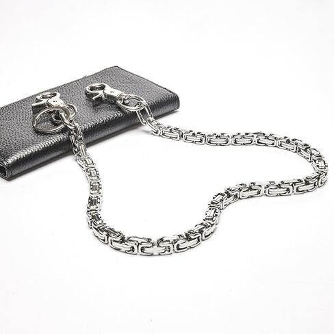 سلسلة محفظة من الفولاذ المقاوم للصدأ للرجال والنساء والأولاد والبنات، سراويل لراكبي الدراجات النارية من جان بانك سلسلة مفاتيح طويلة باللون الأسود والفضي SKZK in Kuwait