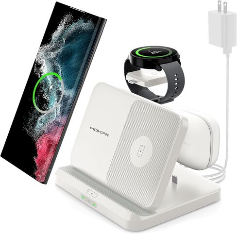 الشاحن اللاسلكي لشحن Samsung و Android 3 في 1 محطة شحن Samsung قابلة للطي لـ S24/S23/S22/S21/S20 ، Z طية 6/5/4/3 ، Z Flip 6/5/4/3 ، Samsung Watch Charger 6 Classic/ 5/5 Pro/4/3 ، Galaxy Buds in Kuwait