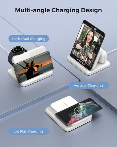 الشاحن اللاسلكي لشحن Samsung و Android 3 في 1 محطة شحن Samsung قابلة للطي لـ S24/S23/S22/S21/S20 ، Z طية 6/5/4/3 ، Z Flip 6/5/4/3 ، Samsung Watch Charger 6 Classic/ 5/5 Pro/4/3 ، Galaxy Buds in Kuwait