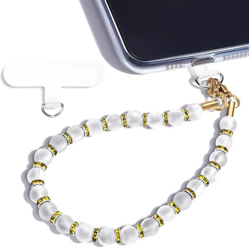 Natural raw stone beaded phone wrist strap, detachable shiny amethyst phone lanyard chain, key chain,Handbag chain in Kuwait