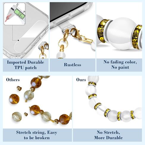 Natural raw stone beaded phone wrist strap, detachable shiny amethyst phone lanyard chain, key chain,Handbag chain in Kuwait