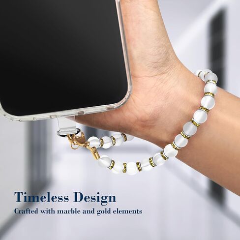 Natural raw stone beaded phone wrist strap, detachable shiny amethyst phone lanyard chain, key chain,Handbag chain in Kuwait