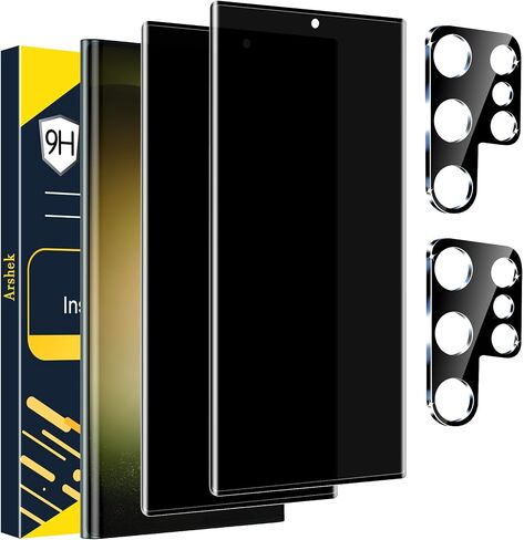 [2+2 Pack] Galaxy S23 Ultra Privacy Screen Protector, 9H Tempered Glass, Ultrasonic Fingerprint Support, 3D Curved, HD Clear Anti-Spy Film for Samsung S23 Ultra 5G Glass Screen Protector in Saudi Arabia