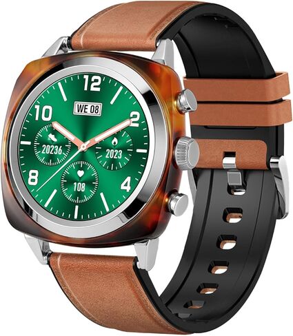 wonlex Smart Watch with Amber Accent Nylon Strap, Men Women Fashionable Round Smartwatch DIY Dials Bluetooth Call Make Receive/Answer Sleep Tracking in Saudi Arabia