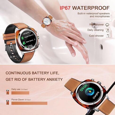 wonlex Smart Watch with Amber Accent Nylon Strap, Men Women Fashionable Round Smartwatch DIY Dials Bluetooth Call Make Receive/Answer Sleep Tracking in Saudi Arabia