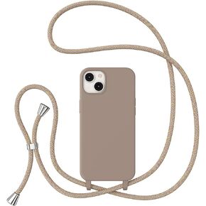ZTOFERA Crossbody Case for iPhone 13/14 with Lanyard Strap Protective Case Adjustable Neck Rope Liquid Silicone Soft Cover for iPhone 13/14 6.1 Inch,Black