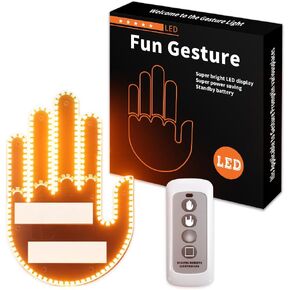 Teguangmei Glogesture Hand Light with Remote, 7 Color Multiple Lighting Modes Hand Signal for Car Window, Hand Gesture Light for Car Back Window, Road Rage LED Sign for Car (Without Battery)