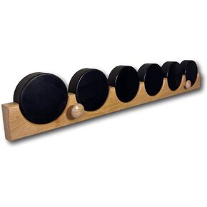 Hockey Puck Display Wall Rack Holder for 6 Pucks | Hockey Gifts | Natural Beech Finished Wood with Smooth Grooves | Hockey Wall Decor