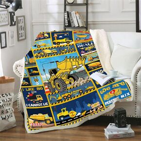 Construction Truck Blanket for Boys, Excavator Truck Bulldozer Tractor Car Construction Vehicles Gifts Blankets for Boys Girls, Soft Fuzzy Trucks Car Lover Toddler Kids Blankets Gift 60"x50"