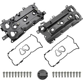 MITZONE Engine Valve Covers with Gaskte and Bolts Compatible with 2008-2018 Nissan 350Z Infiniti G35 Ex35 M35 M35H FX35 Q70 Q50 VQ35HR 3.5L Repalce # 13264-Jk20A 13264-Jk20B