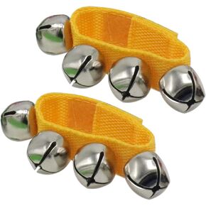 CashBeat Wrist Bells Set of 2, Apricot Color Jingle Bells Instrument, Adjustable Ankle Percussion Musical for Kids, Party Favors, Christmas Decor, Education, Dance, Band Performance