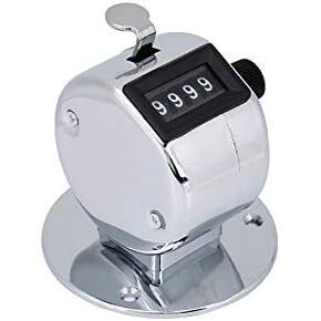 Mini Metal 4 Digit Number Handheld Hand Tally Counter with Base Mount for Sports People Statistics Row