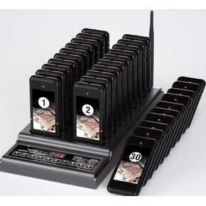 Pager System 30 Pagers, Wireless Calling System 30 Coasters Queuing System 3 Calling Modes 12H Standby Low in Kuwait