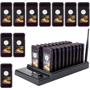 Retekess T112 Restaurant Pager System,Order Buzzers for Restaurant,Change Sticker,Close Reminder, 30 Guest Pagers for Food Court,Coffee Shop,Club