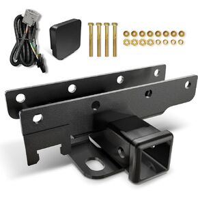 for Jeep Wrangler Tow Hitch Trailer Kit with 4-Pin Wiring Harness Compatible with 2007-2018 Jeep Wrangler JK JKU Hitch Receiver with Cover, 2 Inch Rear Bumper Towing Combo (2/4 Doors Unlimited)