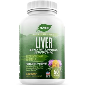 100% Pure Liver Cleanse Detox Support Formula - Herbal Liver Support Supplement - Milk Thistle, Dandelion Root, Beetroot, Artichoke Extract, Liver Health - Jujube Milk Thistle Detox Capsules