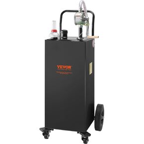 Fuel Caddy, 35 Gallon, Gas Storage Tank on 4 Wheels, with Manual Transfer Pump, Gasoline Diesel Fuel Container for Cars, Lawn Mowers, ATVs, Boats, More, Black
