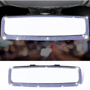 LivTee Bling Car Rearview Mirror, Car Bling Decorations Rear View Mirror with HD Glass, Bling Car Interior Accessories for Women and Teens - Black