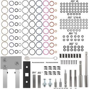 VSEK 7.3L Injector Rebuild Kit Shim Kit Compatible with 1994-2003 Ford 7.3L, HEUI Injectors with Vice Clamp, Special Tools, Springs & O-Ring Seal Kit