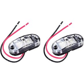 cciyu 2.5" 2pcs Clear Lens White Led 2 Diode LED Trailer Truck Clearance Side Marker Light Assembly Surface Mount Trailer Truck Boat Marine Led Courtesy Lights Indicators Sealed