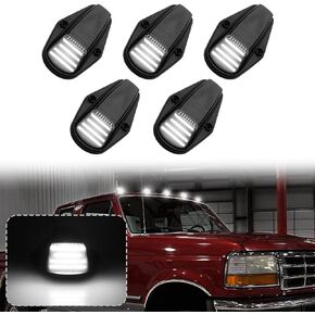 LED Cab Roof Marker Lights Compatible with F150 F250 1984-1996 & F250 HD 1997 & F350 1984-1997 & F Super Duty 1988-1997 Running Top Marker Lamp (Smoked Lens & White Light)