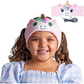سماعات رأس CozyPhones فوق الأذن - سماعات رأس للأطفال ذات حجم محدود مع مكبرات صوت رفيعة وعصابة رأس قابلة للتمدد فائقة النعومة - يونيكورن وردي
