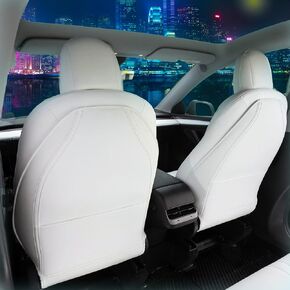 واقي ظهر المقعد Tesla Model 3/Y - واقي مقعد مقاوم للتآكل، سجادات المقعد الخلفي مع جيب منظم أكبر - قطعتان (أسود)