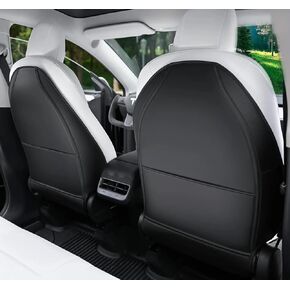 LunaBox Seat Back Protector Designed for Tesla Model Y/3 - Wear Resistant Seat Protector, Seat Back Kick Mats with Bigger Organizer Pocket - 2 PCS (Black)