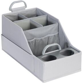 Car Seat Organizer Backseat Car Organizer with 12 Storages Compartments and 2 Metal Cup Holders,Storage Box for Front Back Passenger Between Behind Middle Seats for Car Truck Trunk Van,Black